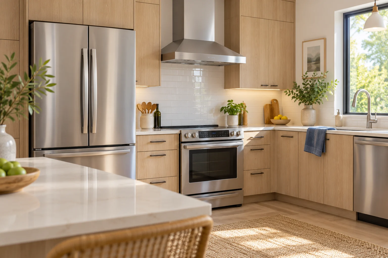 Des surfaces en acier inoxydable propres dans une cuisine soignée
