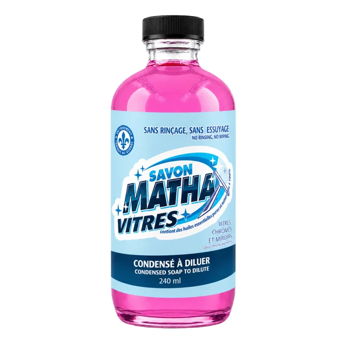 Savon Matha pour les vitres — condensé à diluer, bouteille de 240 ml